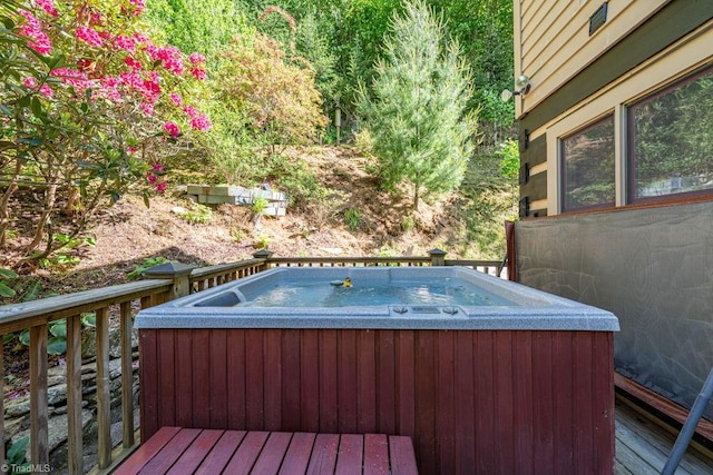 612 Joe Shoemaker Rd, Vilas, NC 28692 - wooden deck with a hot tub