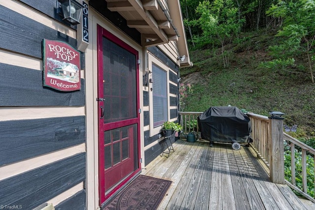 612 Joe Shoemaker Rd, Vilas, NC 28692 - wooden terrace with a grill