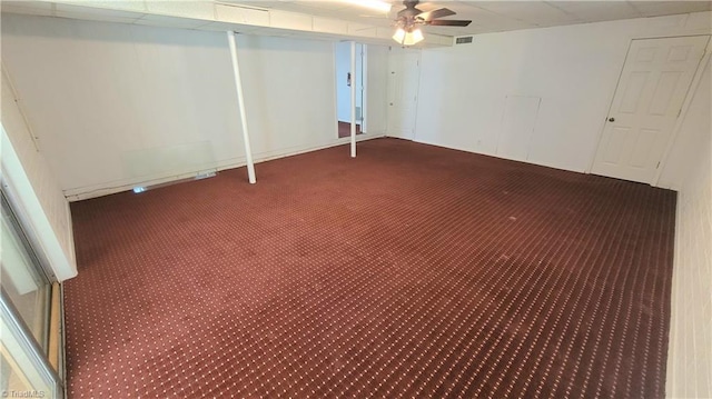 unfurnished bedroom with carpet floors and ceiling fan