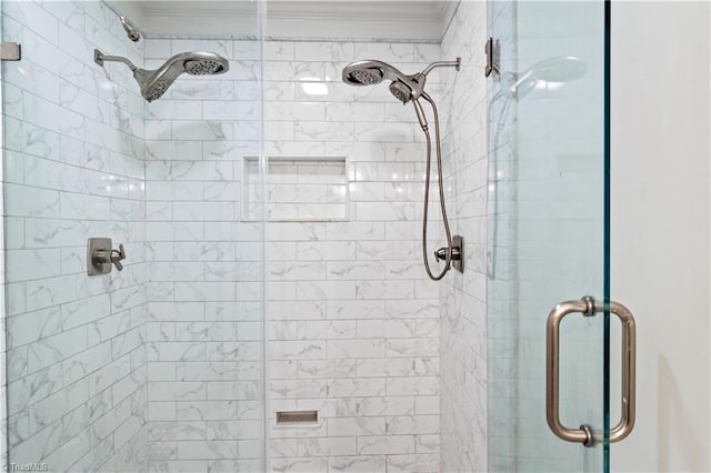 1420 Thornhill Ln, Winston-Salem, NC 27106 - full bath featuring ornamental molding and a shower stall