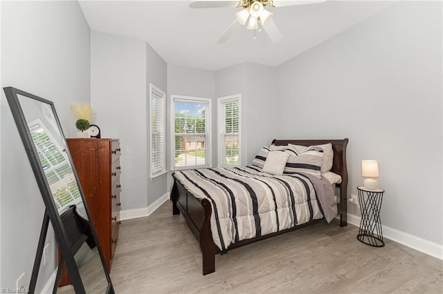 4636 Shattalon Cir, Winston-Salem, NC 27106 - bedroom with light wood-style floors, baseboards, and a ceiling fan