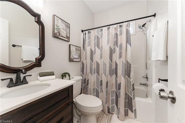 4636 Shattalon Cir, Winston-Salem, NC 27106 - bathroom with toilet, vanity, and shower / bath combo with shower curtain