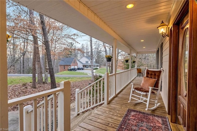 deck featuring a porch