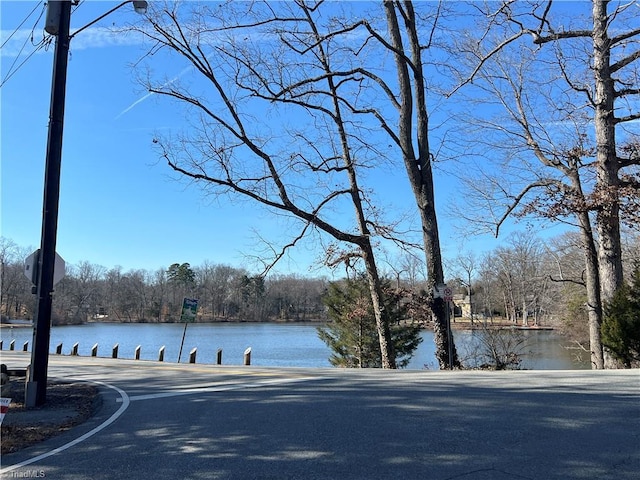 view of street featuring a water view