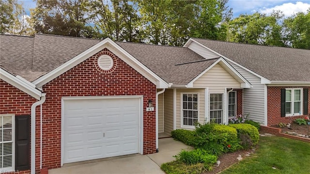3027 Maple Ave Unit M2, Burlington, NC 27215 - ranch-style house featuring brick siding, a shingled roof, a garage, and driveway