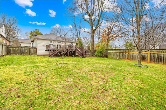 view of yard featuring a deck