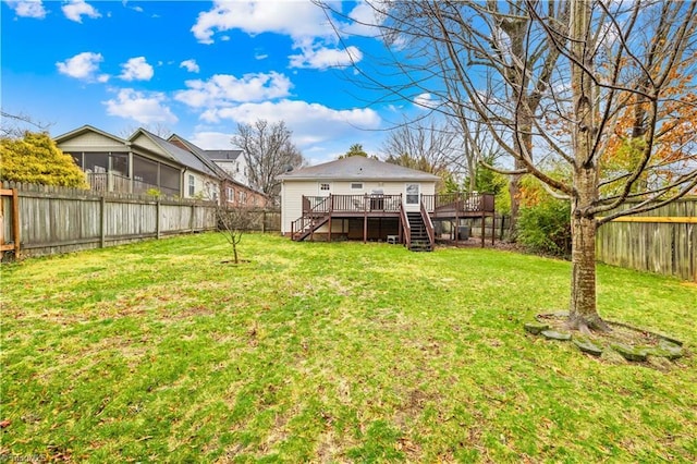 view of yard featuring a deck