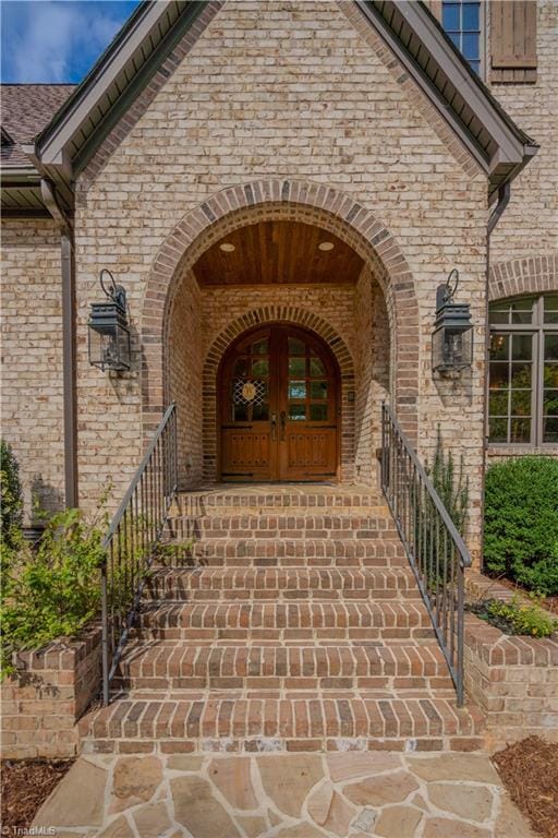 entrance to property with french doors and covered porch