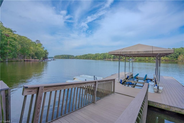 view of dock featuring a water view