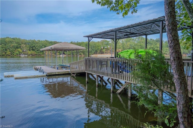 view of dock featuring a water view