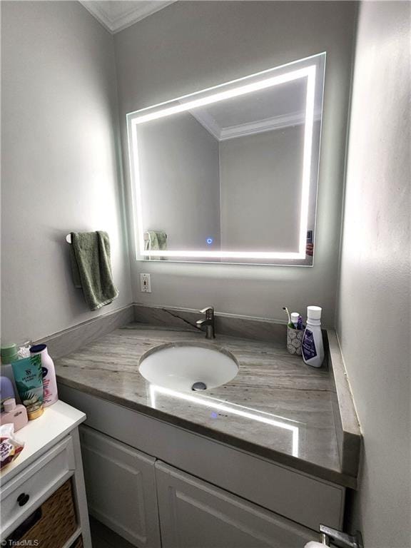6905 Harlow Dr, Archdale, NC 27263 - bathroom with vanity and ornamental molding