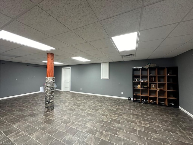 basement with a drop ceiling