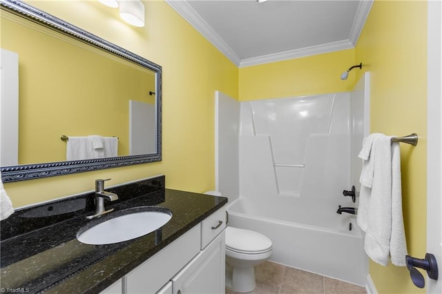 6147 Olde Fields Way, Pfafftown, NC 27040 - bathroom featuring crown molding, vanity, tile patterned floors, and  shower combination