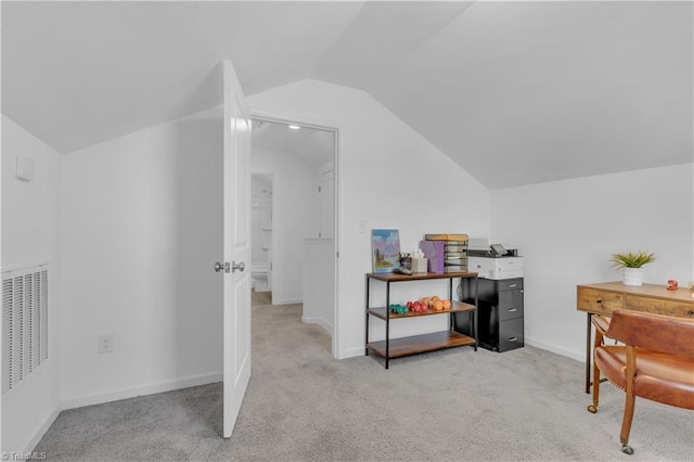 817 Sage Hill Dr, Jamestown, NC 27282 - carpeted home office with vaulted ceiling and baseboards
