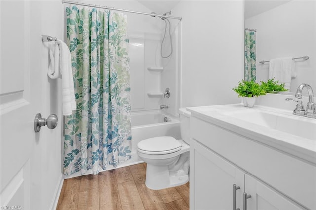 817 Sage Hill Dr, Jamestown, NC 27282 - bathroom featuring vanity, wood finished floors, and shower / tub combo with curtain