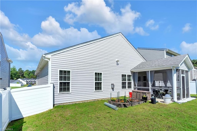 817 Sage Hill Dr, Jamestown, NC 27282 - back of house with a sunroom and a shingled roof