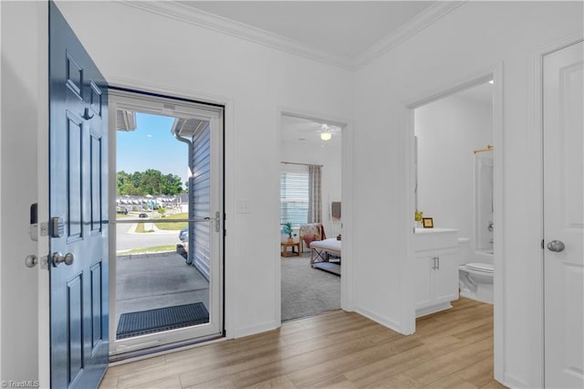 817 Sage Hill Dr, Jamestown, NC 27282 - entryway with light wood-style floors and crown molding