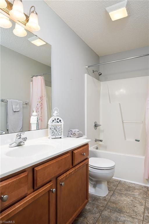 3714 Courtland Cir, Thomasville, NC 27360 - full bathroom with vanity, shower / bath combination with curtain, and a textured ceiling