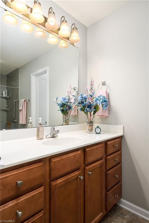 3714 Courtland Cir, Thomasville, NC 27360 - bathroom with vanity, a shower with door, and tile patterned floors