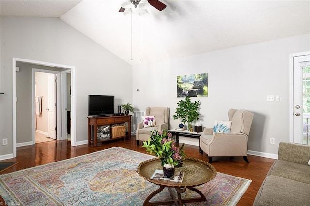 3714 Courtland Cir, Thomasville, NC 27360 - living room with ceiling fan, vaulted ceiling, and wood finished floors