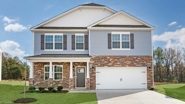 247 Lisa Ln, Winston-Salem, NC 27107 - craftsman inspired home featuring driveway, a front yard, a garage, and roof with shingles