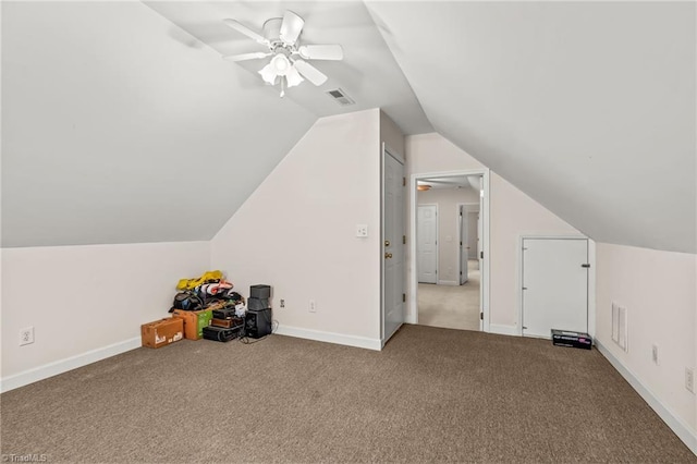5805 Pine Hall Rd, Walnut Cove, NC 27052 - bonus room with carpet flooring, vaulted ceiling, baseboards, and a ceiling fan