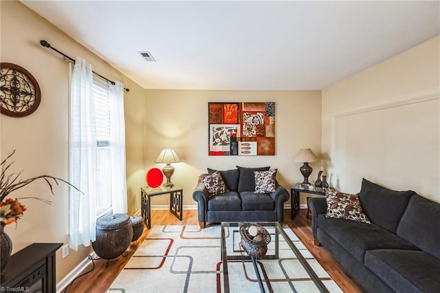 living room featuring hardwood / wood-style flooring