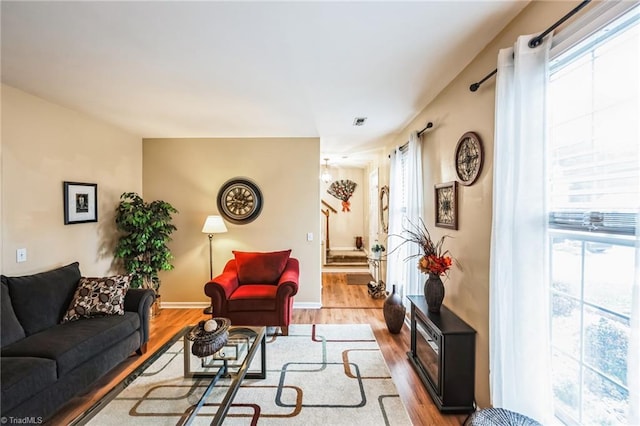 living room featuring hardwood / wood-style floors