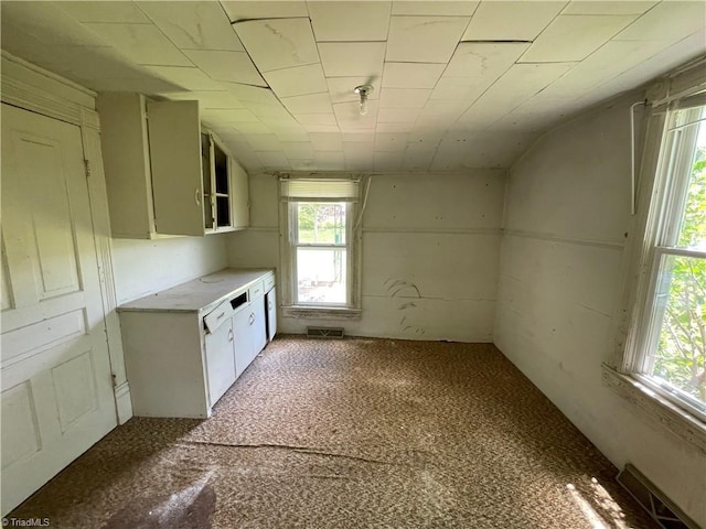 705 Washington St, Graham, NC 27253 - kitchen featuring healthy amount of natural light, light countertops, and light colored carpet
