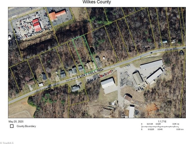 223 Flint Hill Rd, North Wilkesboro, NC 28659 - aerial view of property's location with property parcel outlined
