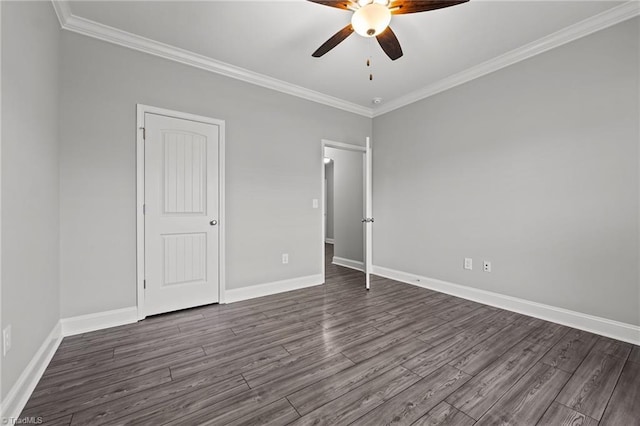 6624 Knob Creek Dr, Whitsett, NC 27377 - unfurnished bedroom featuring crown molding, wood finished floors, baseboards, and a ceiling fan