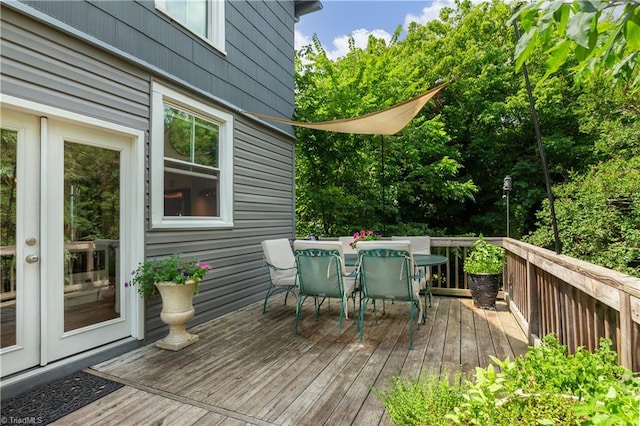 627 Mulberry St, Winston-Salem, NC 27101 - wooden deck featuring outdoor dining space and french doors