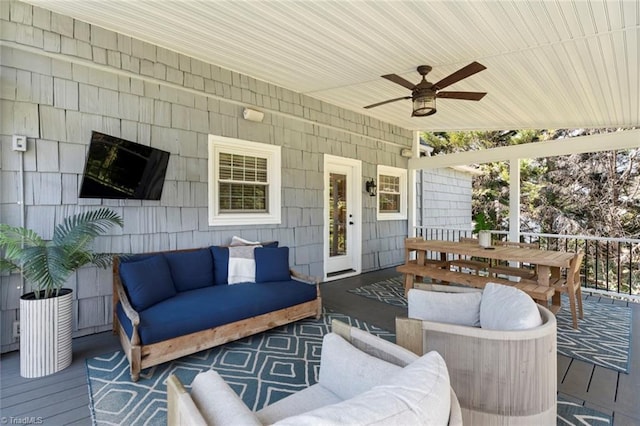 view of patio / terrace with outdoor lounge area and ceiling fan