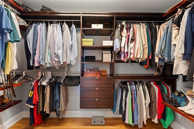 spacious closet with wood finished floors