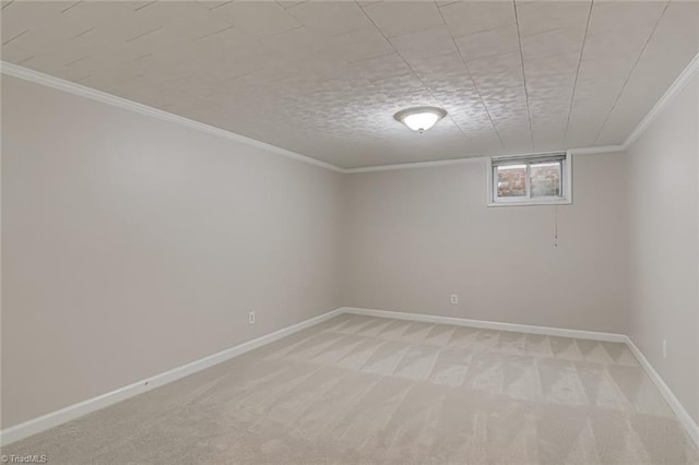 carpeted empty room with ornamental molding