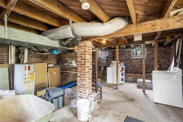 608 Spruce St, High Point, NC 27262 - basement with gas water heater and brick wall