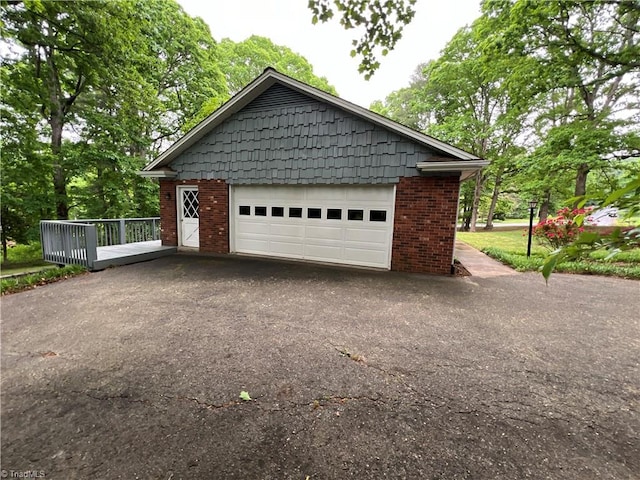 view of detached garage