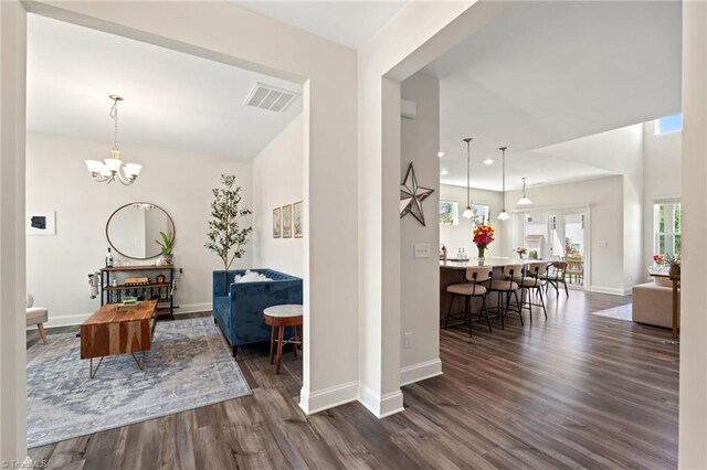 4077 Glenn Knoll Ln, Winston-Salem, NC 27107 - corridor with dark wood-type flooring, healthy amount of natural light, baseboards, and recessed lighting
