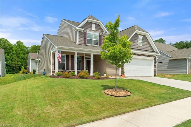 4077 Glenn Knoll Ln, Winston-Salem, NC 27107 - craftsman house with driveway, a porch, and a front yard