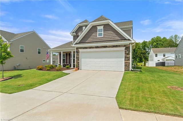 4077 Glenn Knoll Ln, Winston-Salem, NC 27107 - view of front of house with stone siding, concrete driveway, and a shingled roof