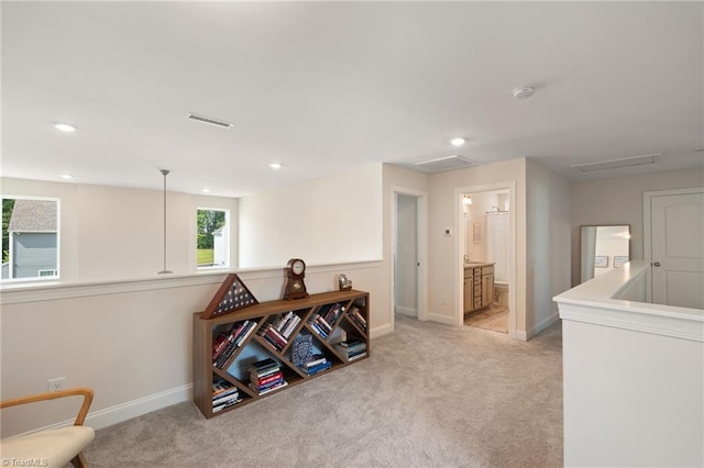 4077 Glenn Knoll Ln, Winston-Salem, NC 27107 - living area with light colored carpet, baseboards, and recessed lighting