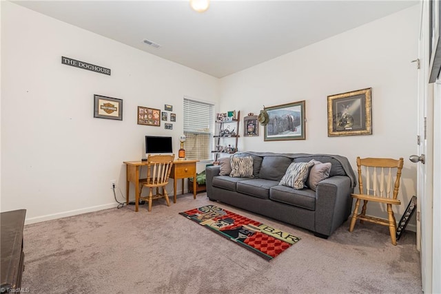 5838 Springer Dr, Greensboro, NC 27405 - carpeted living room with baseboards and an office area