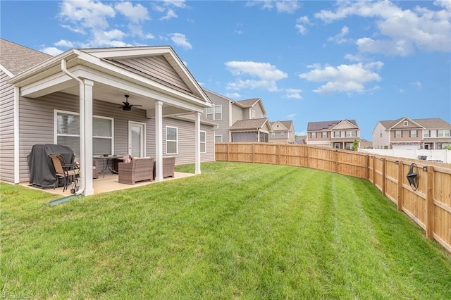 5838 Springer Dr, Greensboro, NC 27405 - view of yard with a ceiling fan, a residential view, and a patio