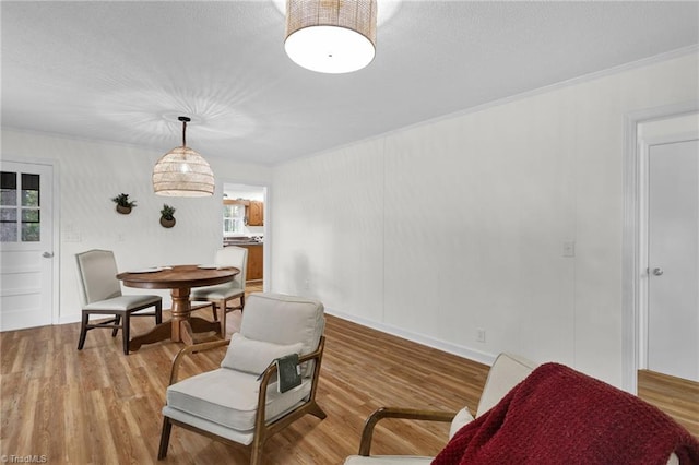 interior space featuring hardwood / wood-style flooring and crown molding