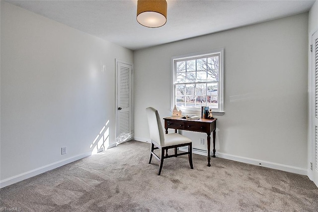 office featuring light colored carpet