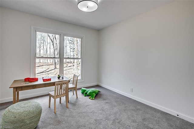 carpeted office space featuring a wealth of natural light