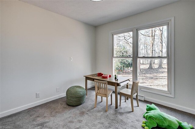 view of carpeted dining room