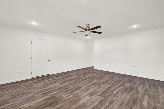 731 Torbay Dr, Mcleansville, NC 27301 - empty room with recessed lighting, dark wood finished floors, ornamental molding, and ceiling fan