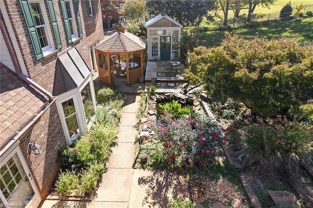 view of yard featuring a gazebo and a patio