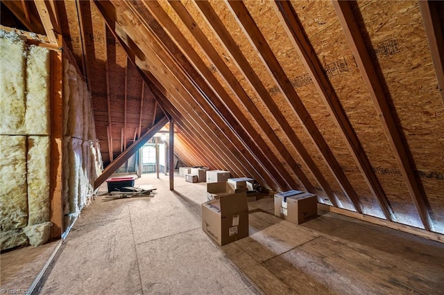 view of unfinished attic